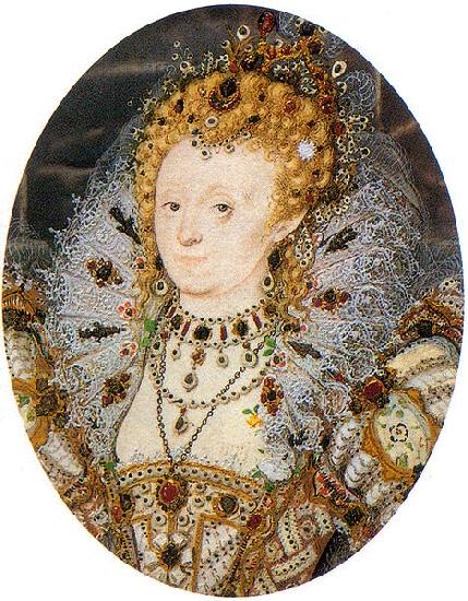 Nicholas Hilliard Portrait miniature of Elizabeth I of England with a crescent moon jewel in her hair Germany oil painting art
